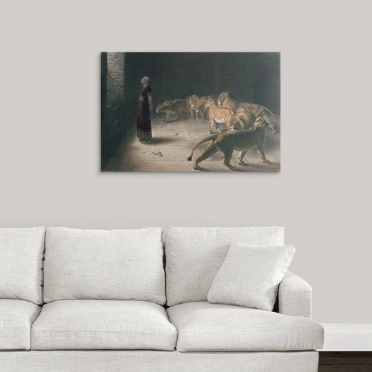 "Daniel in the Lions Den, mezzotint" Canvas Art, 36"x24"x1.25"