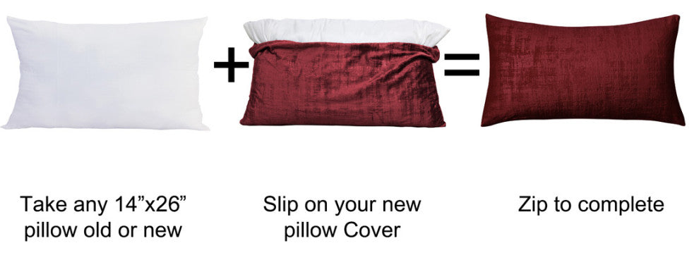 Velvet 2 Piece Lumbar Pillow Cover Set, Ruby Wine, 2 Piece, 14"x26"