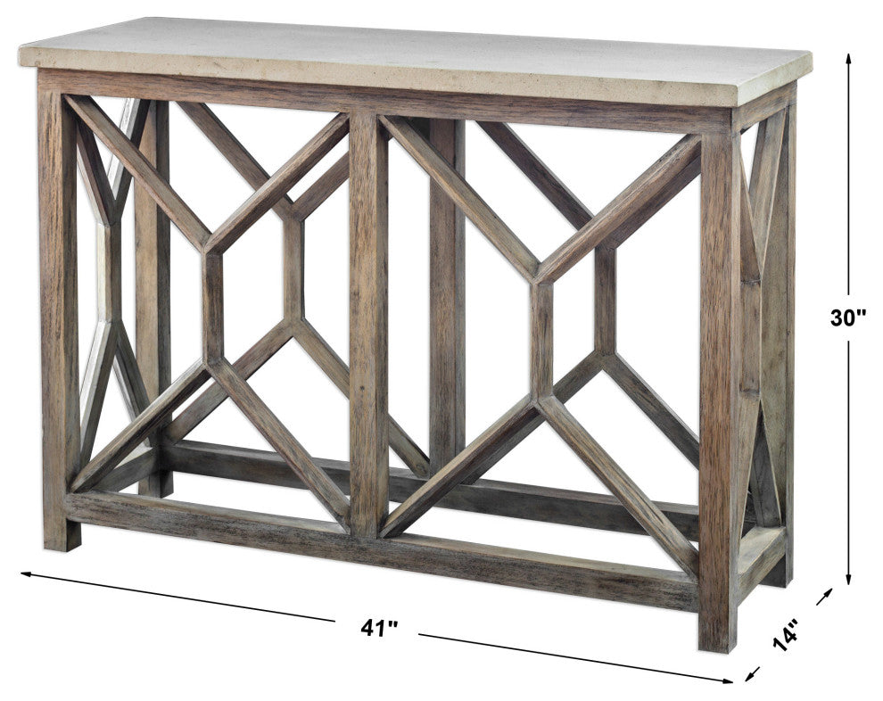 Uttermost Catali Ivory Stone Console Table