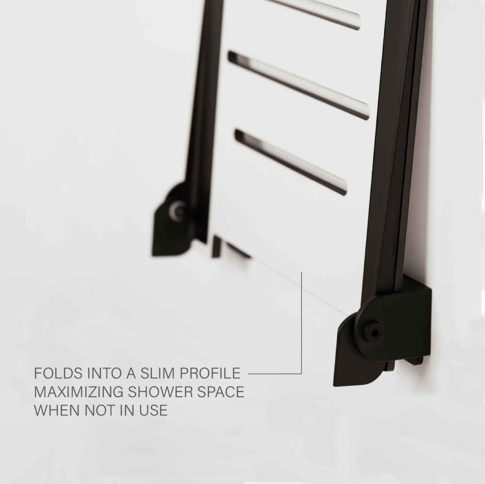 Seachrome SlimLine Folding Wall Mount Shower Seat, White With Matte Black