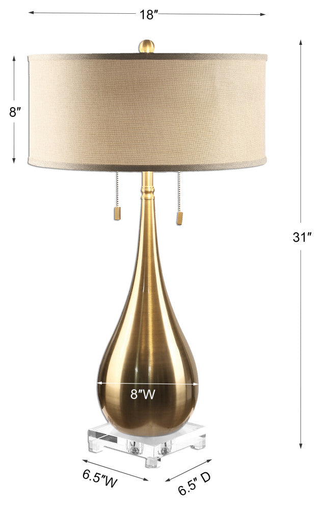 Uttermost Lagrima Lamp, Brushed Brass