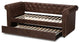 Brown Faux Leather Upholstered Daybed With Trundle