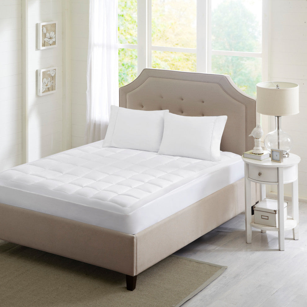 Sleep Philosophy Microfiber Mattress Pad With 3M Moisture, White, King