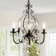 Maura 5-Light 17" Crystal and Metal Chandelier, Black