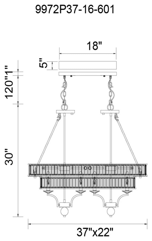 Shalia 16 Light Island Chandelier With Chrome Finish