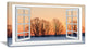 "Open Window To Snowy Sunset" Landscape Art Canvas Print, 32"x16"