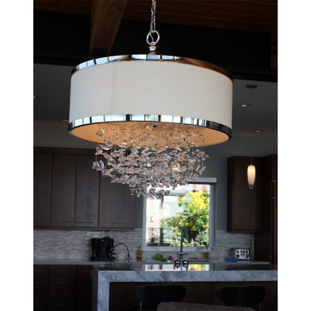 22" Crystal Cascade Drum Shade Chandelier