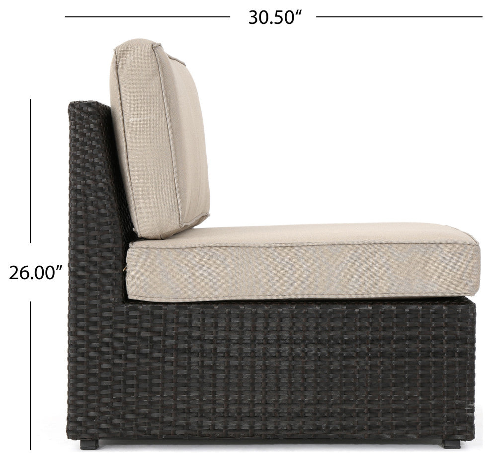 GDF Studio Reddington Outdoor 5 Seater Wicker V Shaped Sectional Sofa Set