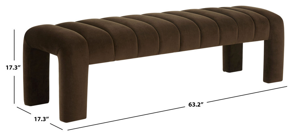 Safavieh Couture Bellisima Channel Tufted Bench, Dark Brown