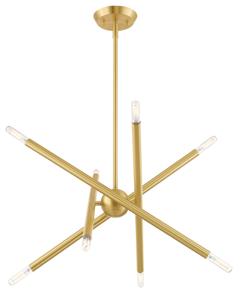 Soho Eight Light Chandelier, Satin Brass