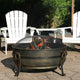 Sunnydaze Large Black Steel Cauldron Outdoor Fire Pit With Spark Screen, 34"