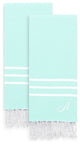 Alara Turkish Pestemal Hand Towels, Set of 2, Soft Aqua, W