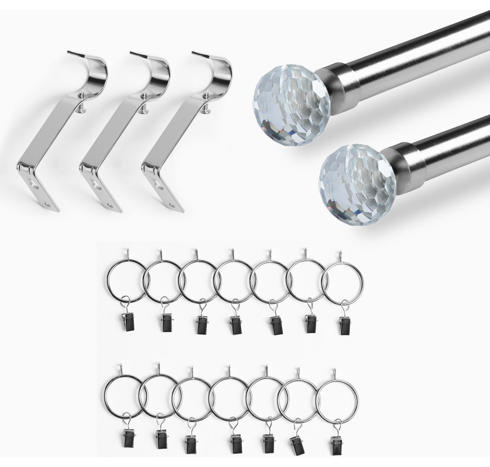 Glass Sphere Prism Extendable Metal Rod Set, 52" 144", Nickel