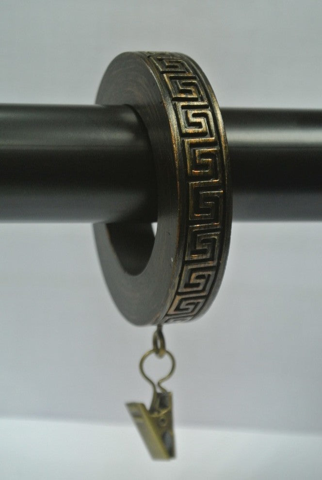 1 3/4" Greek Key Designer Curtain Rings, Burnt Gold, Set of 14