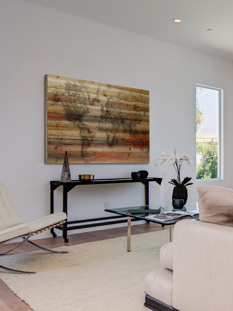 "Maailma" UV Ink Print on Natural Pine Wood, 60"x40"