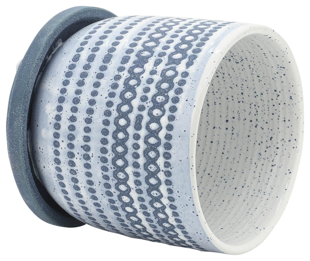 Ceramic 5" Planter With Saucer, Blue