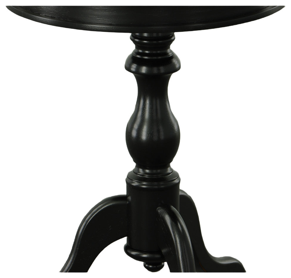 Anna Pedestal Base Accent Table, Antique Black
