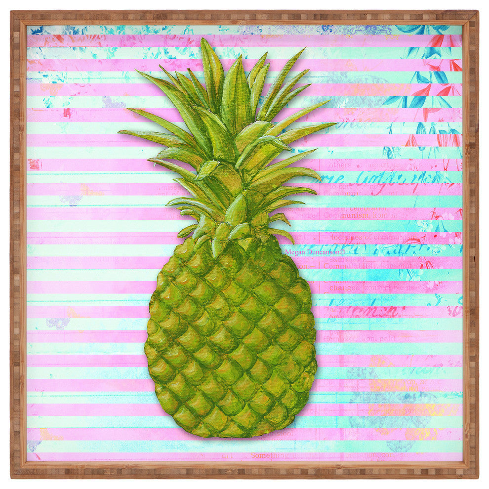 Deny Designs Madart Inc Striped Pineapple Square Tray