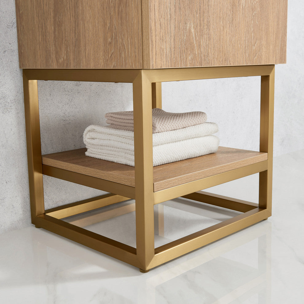 Alistair Vanity, North American Oak With Countertop, 18", With Mirror