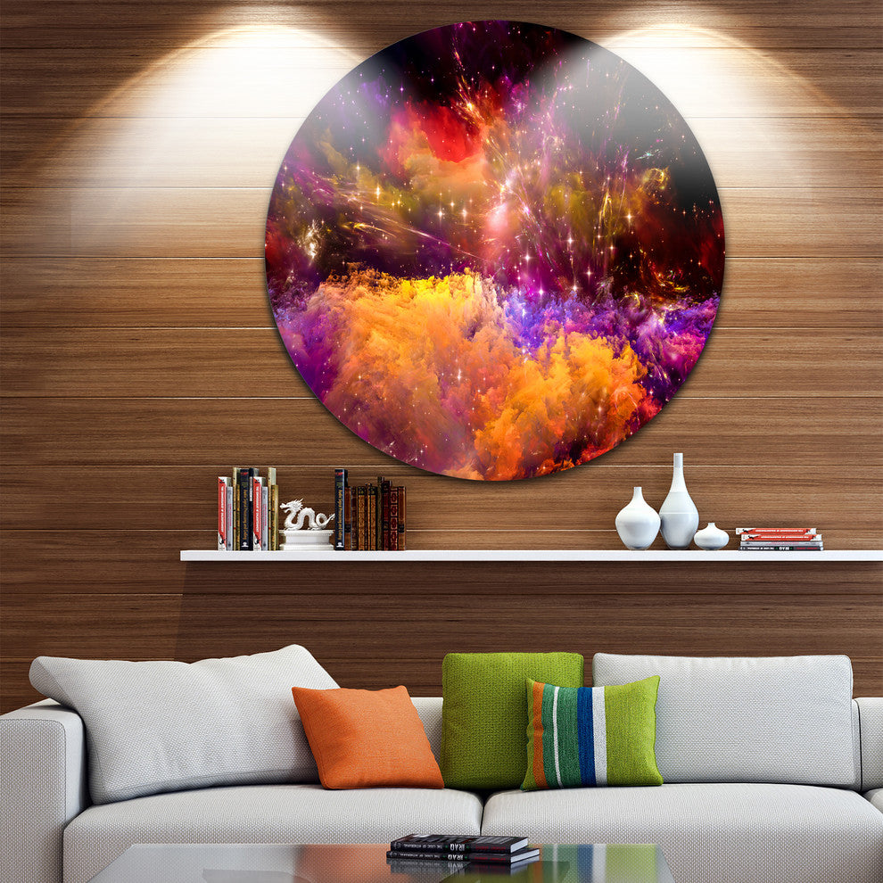 Universe Fractal Burst, Abstract Abstract Art Disc Metal Artwork, 11"