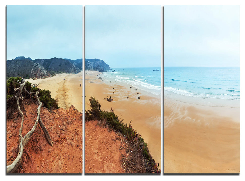 "Tranquil Coastline With Waves" Metal Wall Art, 3 Panels, 36"x28"