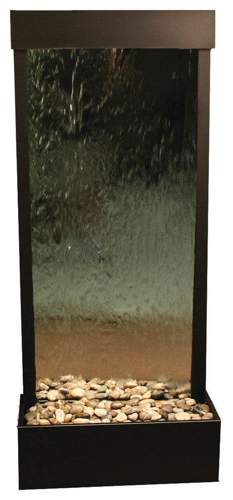 Harmony River Flush Mount Water Fountain, Silver Mirror, Antique Bronze