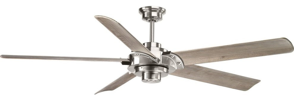 Ellwood Collection 68" Carved Wood Blade, Brushed Nickel