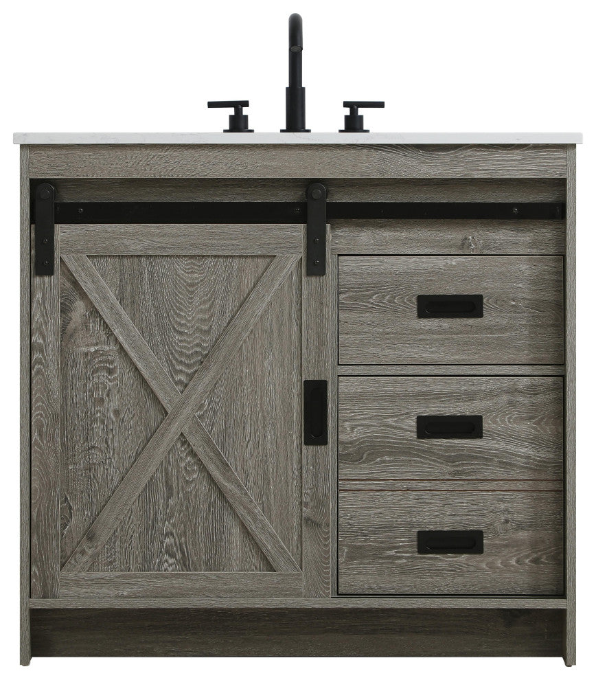 Home Living 36" Single Bathroom Vanity, Rustic Grey