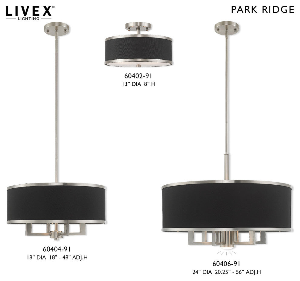 Livex Lighting Brushed Nickel 6 + 1 * Light Pendant Chandelier