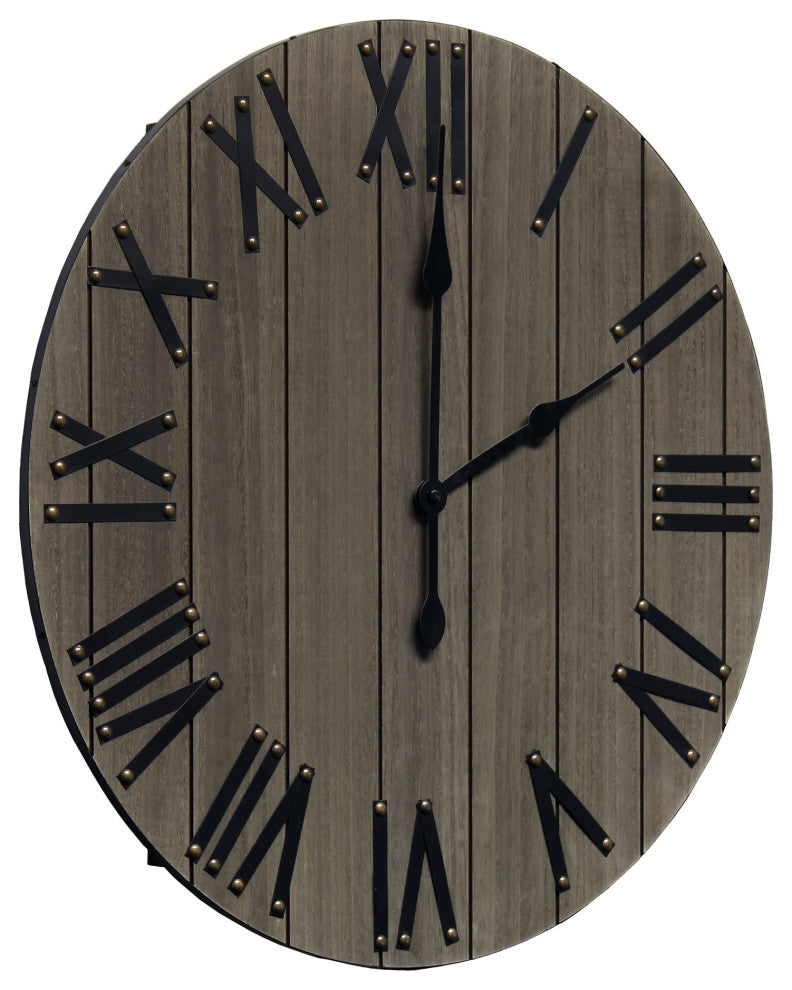 Handsome 21" Rustic Farmhouse Wood Wall Clock, Rustic Gray