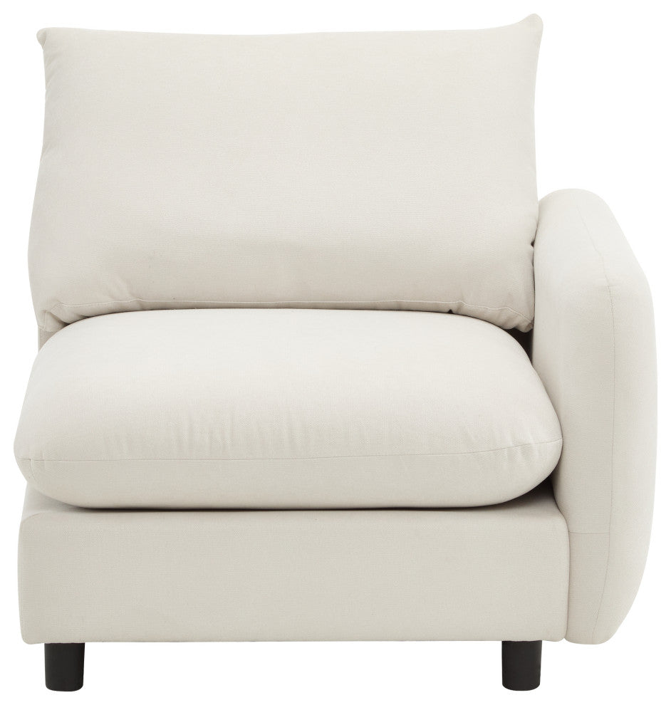 GDF Studio Upholstered Modular Sectional Sofa Set, White Sand, 4 Seater With Ottoman