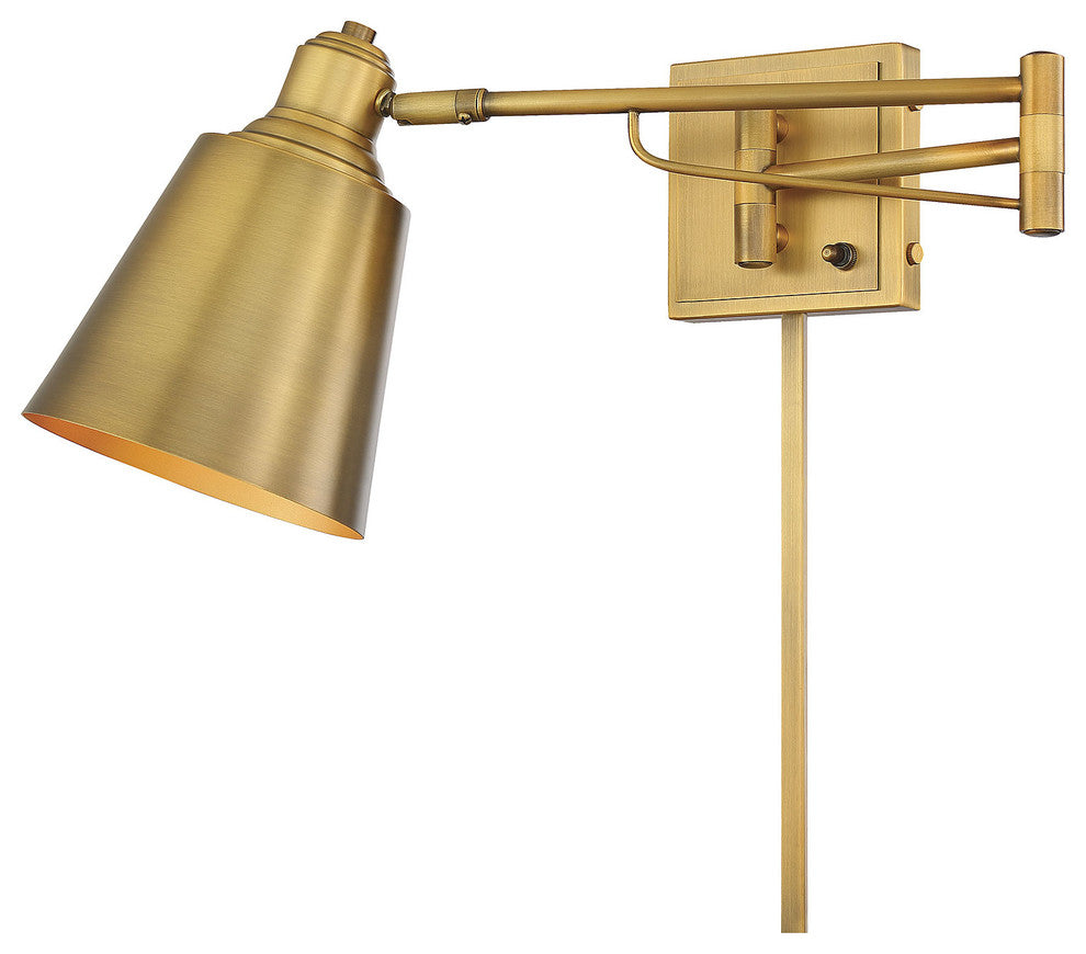 1-Light Adjustable Wall Sconce, Brass