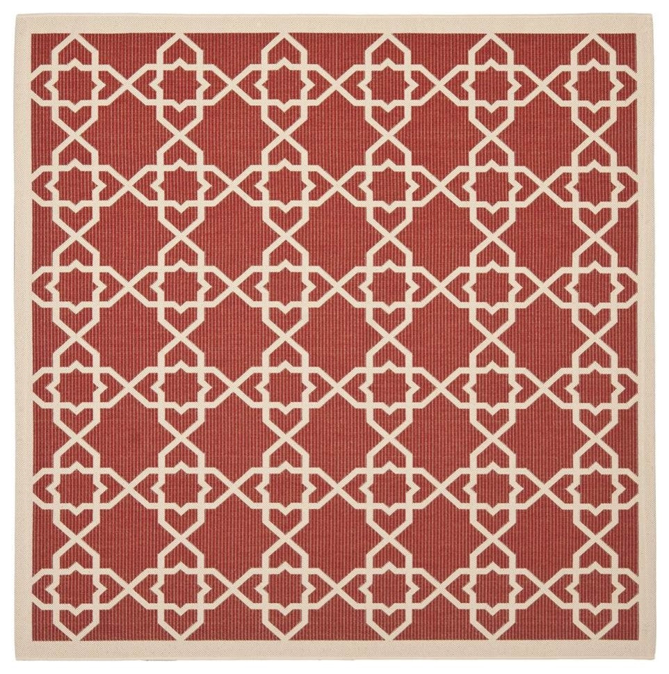 Safavieh Courtyard Cy6032-248 Red, Beige Area Rug, 7'x7' Square