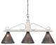 Wood and Wrought Iron Bar Island Light With Punched Tin Shades, Vintage White