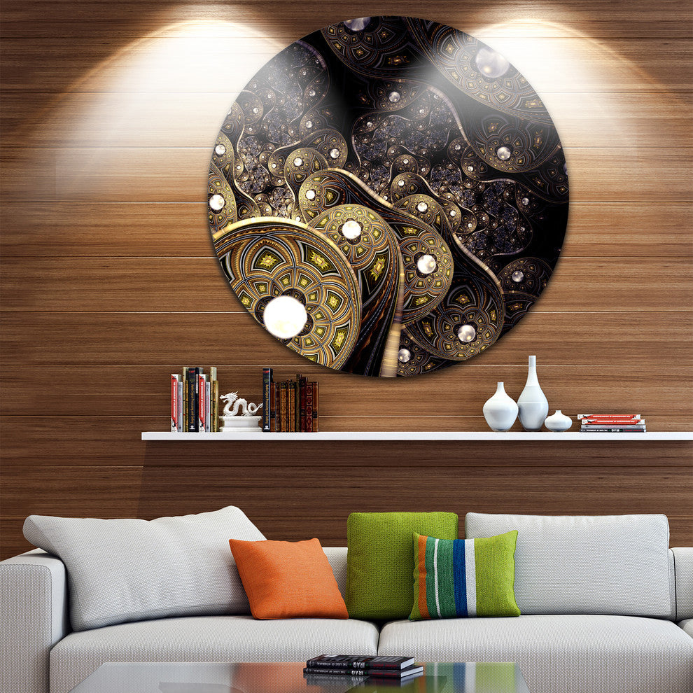 Beautiful Gold Metallic Fabric, Digital Art Round Wall Art, 23"