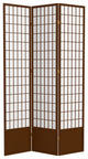 7' Tall Window Pane Shoji Screen, Walnut, 3 Panels