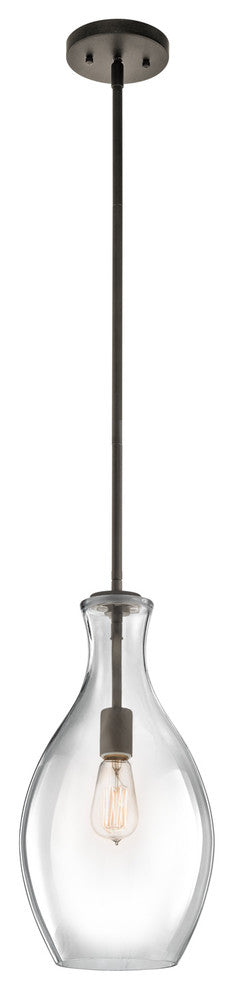 Transitional Everly Pendant, Olde Bronze With Clear Glass