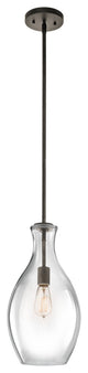 Transitional Everly Pendant, Olde Bronze With Clear Glass