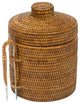 La Jolla Rattan Ice Bucket With Ice Tongs, Honey-Brown