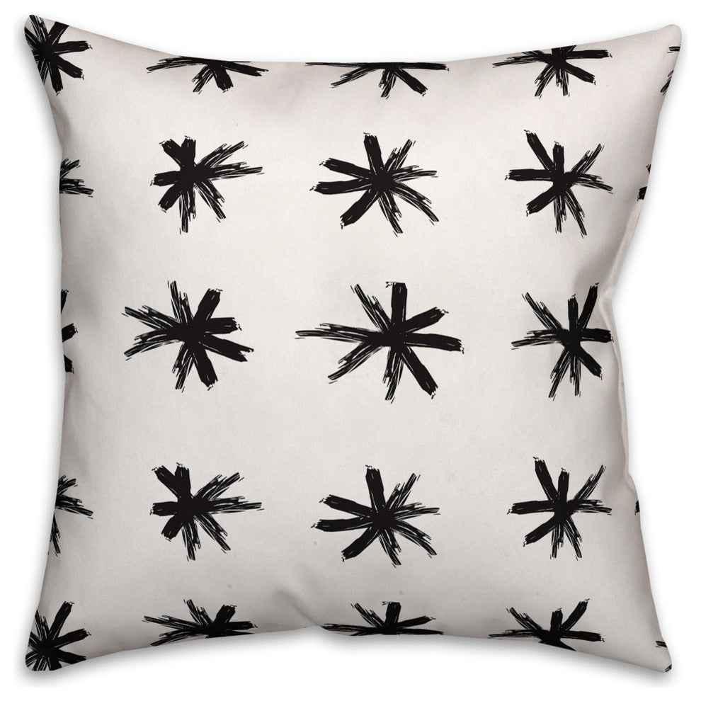 Black and White Asterisk Throw Pillow, 18"x18", Cover Only