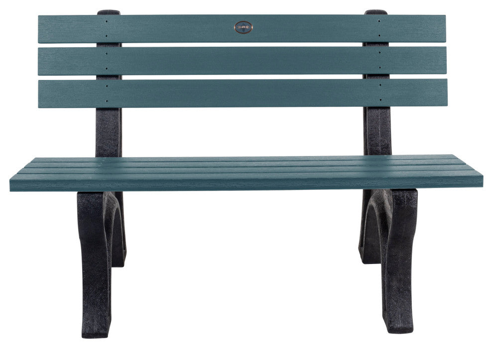 Aurora Traditional 4' Park Bench, Weathered Acorn, Nantucket Blue