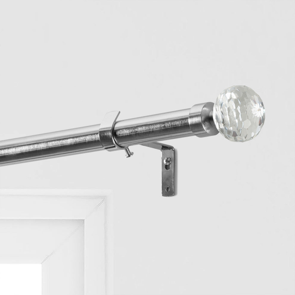 Glass Sphere Prism Extendable Metal Rod Set, 52" 144", Nickel