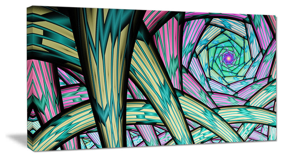 Purple Fractal Endless Tunnel, Oversized Abstract Canvas Art Print, 60x28