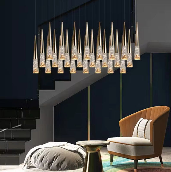 Modern Simple Crystal Staircase Chandelier Light, 1 Light, Black