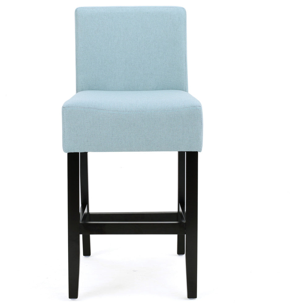 GDF Studio Peterborough Counter Stool, Set of 2, Light Blue Fabric