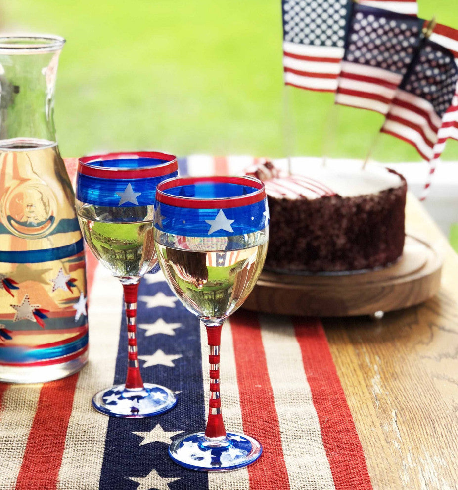 Stars and Stripes Wine Glass Patriotic Collection, Set of 2