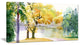 "Beautiful Autumn Forest Watercolor" Landscape Wall Art Canvas Print, 40"x20"