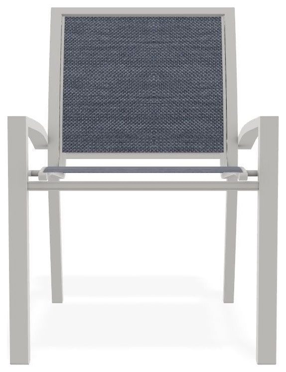 Kendall Sling Stackable Outdoor Dining Chair, Augustine Denim/Snow