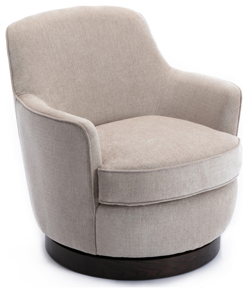 Reese Oatmeal Wood Base Swivel Chair