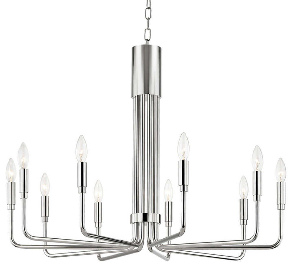 Brigitte 10 Light Large Pendant in Polished Nickel